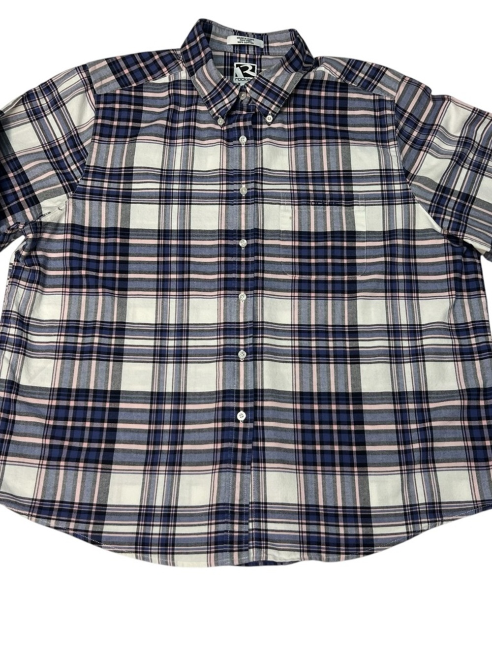 Rockies Vintage Plaid Button Down Shirt Blue White Pink Womens size XXL Cotton - Picture 5 of 9